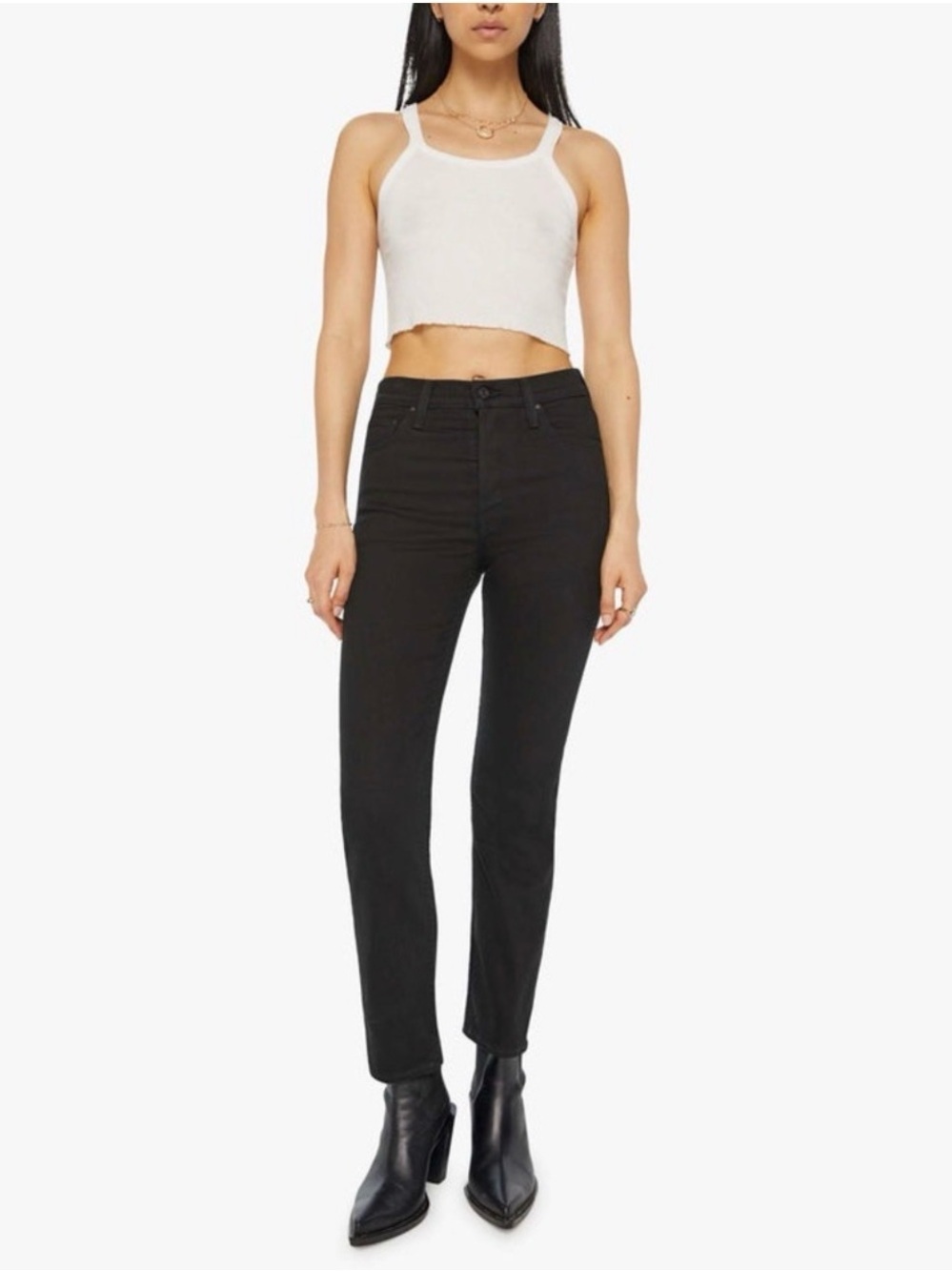 FRAME Black Le High Straight Jeans